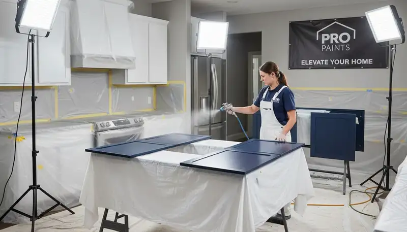 Professional cabinet painting service in Phoenix, AZ kitchen by expert house painters