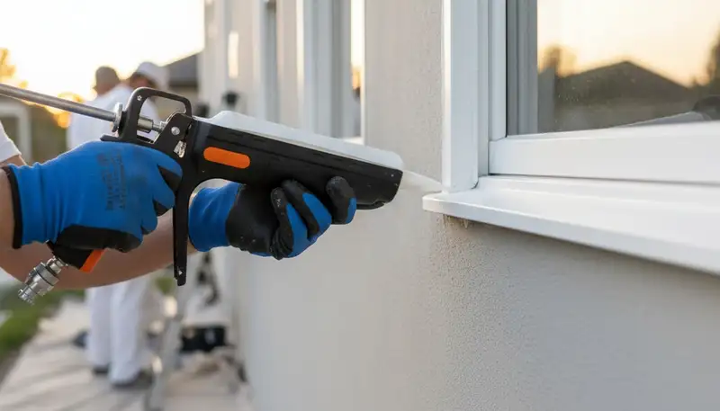 Professional caulking and sealing on Phoenix, AZ home exterior by expert house painters