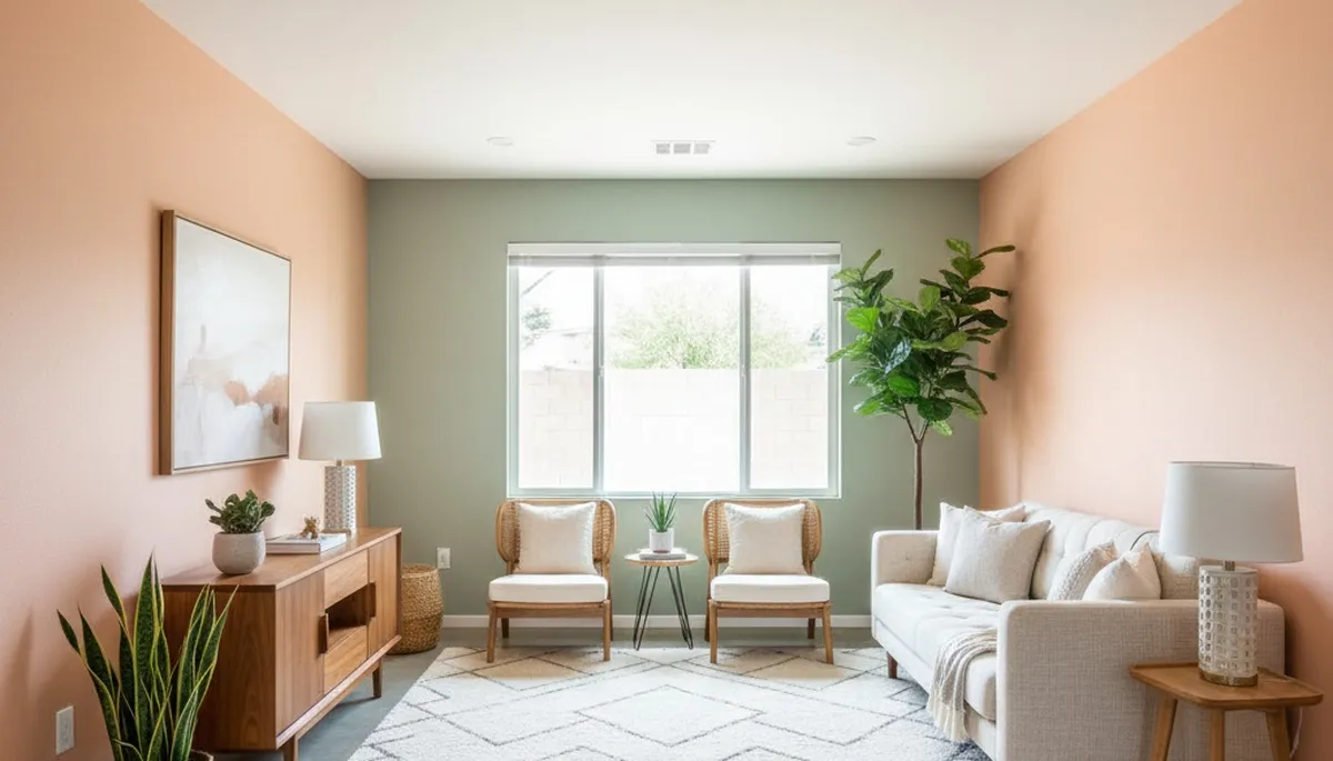 Freshly painted Phoenix, AZ living room showcasing smooth interior finishes by expert house painters