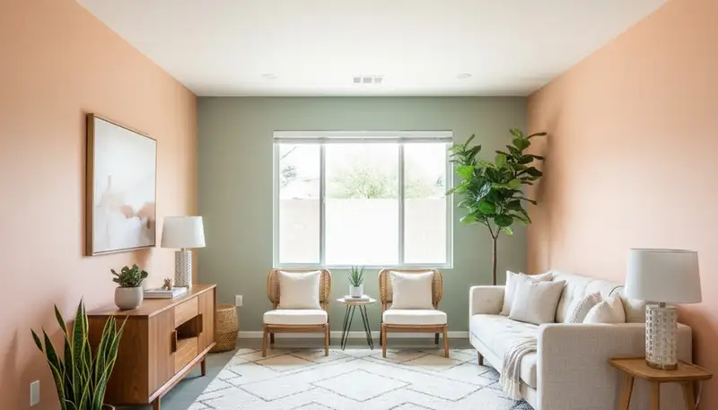Freshly painted Phoenix, AZ living room showcasing smooth interior finishes by expert house painters