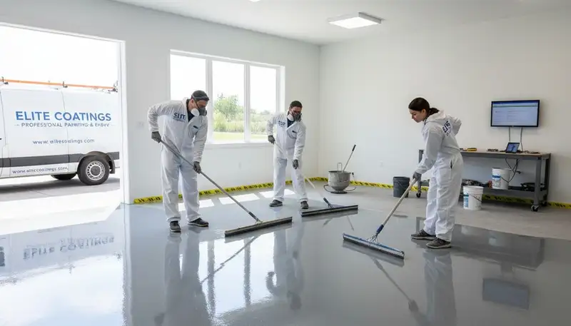 Professional epoxy garage floor coating by house painters in Phoenix, AZ for durable, heat-resistant finish