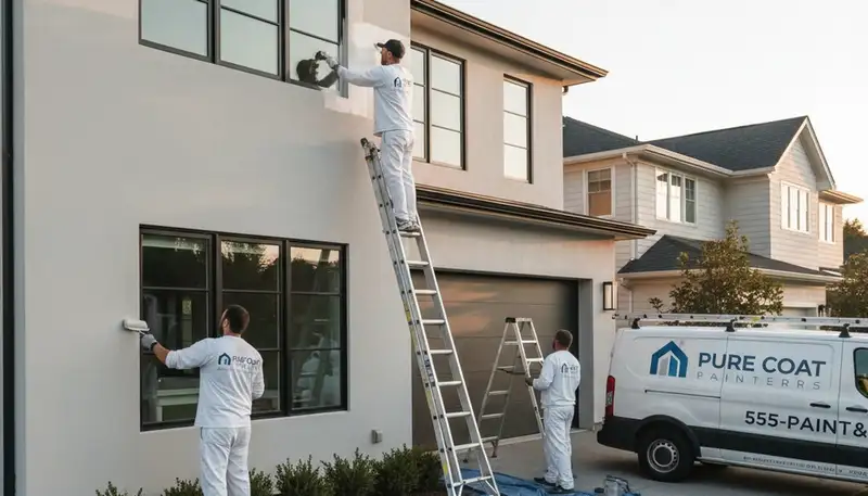 Professional exterior house painters applying UV-resistant coating in Phoenix, AZ desert climate
