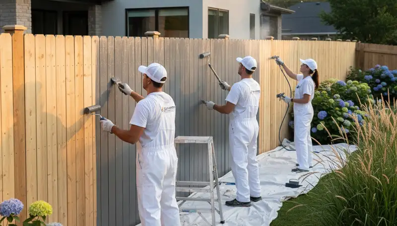 Professional fence painting in Phoenix AZ with UV-resistant finish by local house painting experts