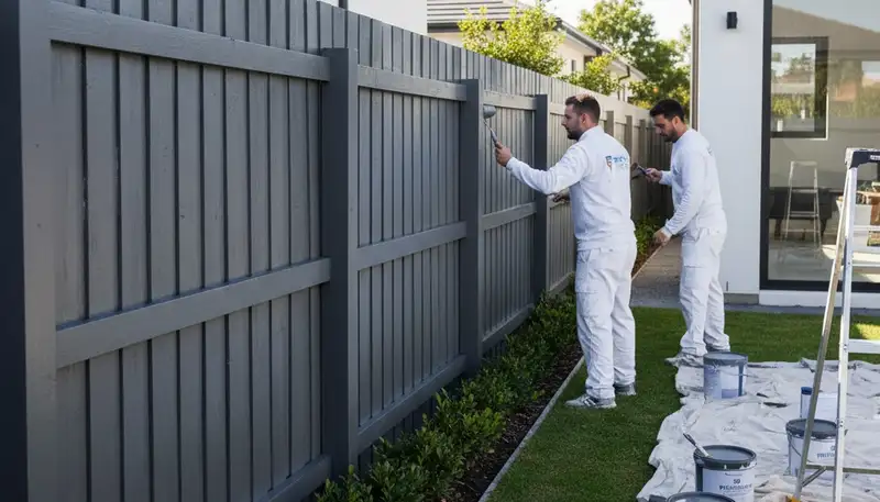 Professional fence painting in Phoenix AZ with UV-resistant coatings for wood, vinyl, and metal fences