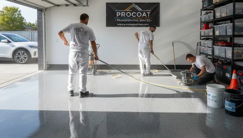 Professional garage floor coating in Phoenix AZ protecting concrete from heat, oil stains, and cracking