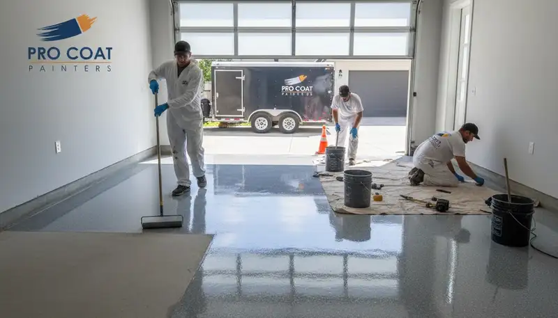 Professional garage floor coating in Phoenix AZ protecting concrete from heat and oil stains