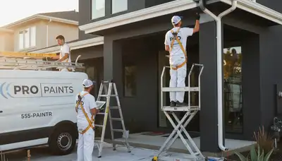 Professional gutter painting by house painters in Phoenix, AZ protecting gutters from sun and rust