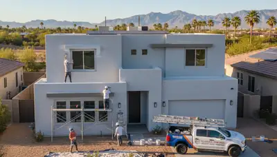 Professional house painters in Phoenix AZ transforming home exterior with fresh paint finish