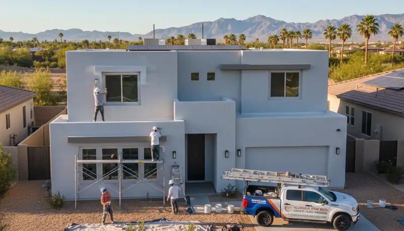 Professional house painters in Phoenix AZ transforming home exterior with fresh paint finish