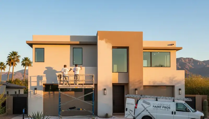 Professional house painters completing exterior home painting project in Phoenix, AZ