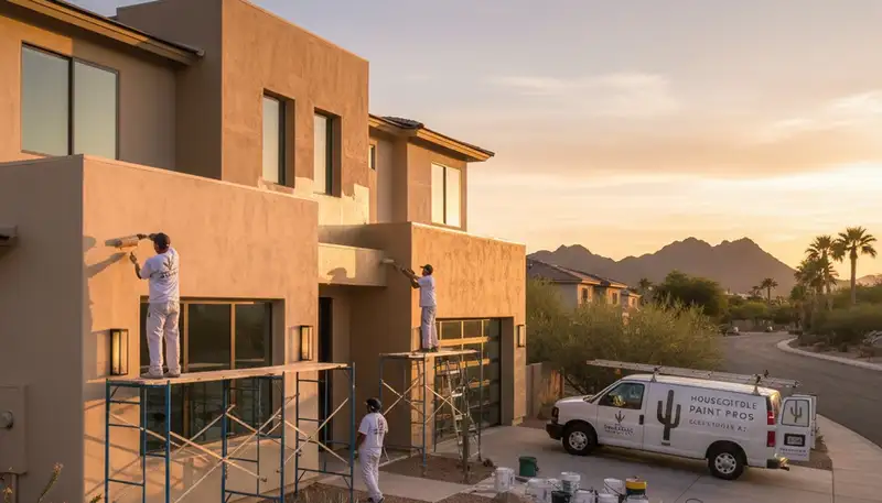Professional house painters completing exterior home painting project in Phoenix, AZ