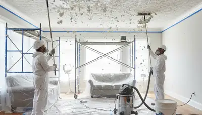 Professional popcorn ceiling removal in Phoenix, AZ home with smooth finish prep and clean results