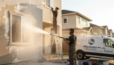 Professional pressure cleaning of home exterior by house painters in Phoenix, AZ