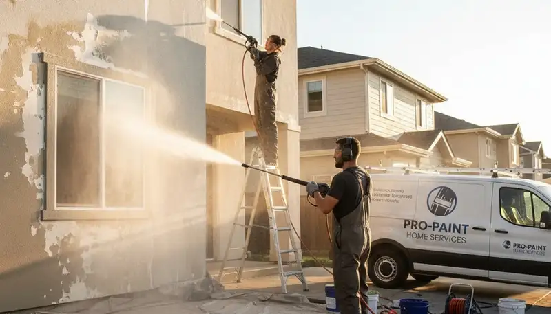 Professional pressure cleaning of home exterior by house painters in Phoenix, AZ