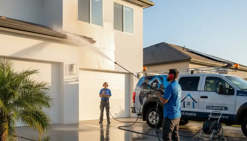 Professional pressure cleaning of home exterior surfaces in Phoenix, AZ by expert house painters