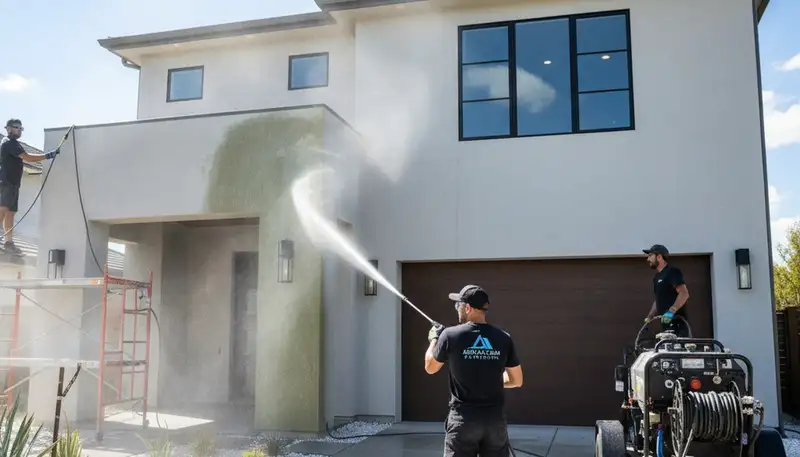 Professional pressure cleaning of home exterior by house painters in Phoenix, AZ