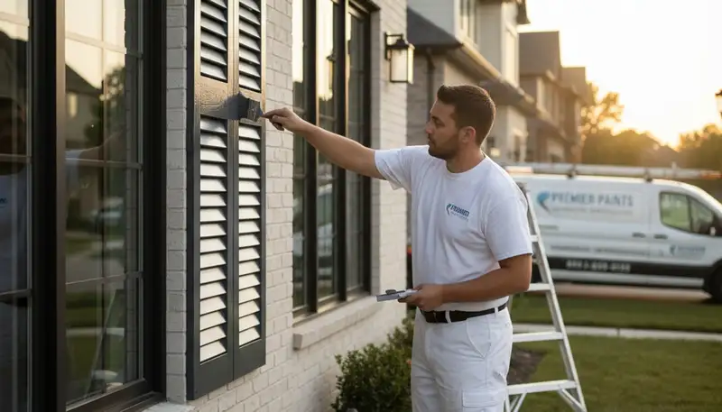 Professional shutter painting in Phoenix AZ with UV-resistant finish by expert house painters