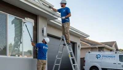 Professional trim and fascia painting on a Phoenix AZ home exterior by expert house painters