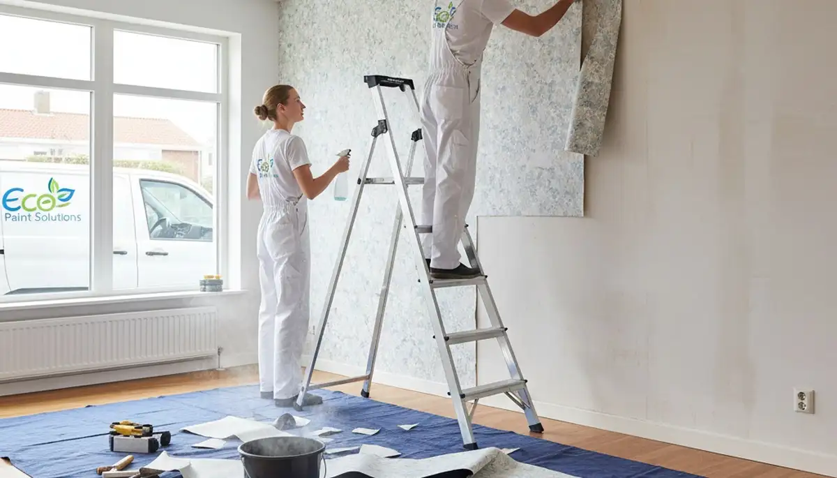 Professional wallpaper removal on stucco walls by house painters in Phoenix, AZ